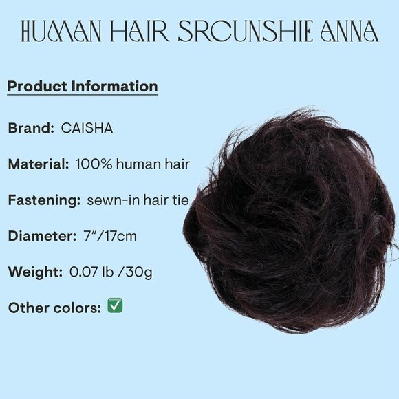 Human Hair Scrunchie Hair Piece Updo Braid Messy Bun Black Brown main image 4